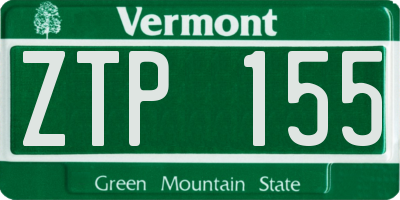 VT license plate ZTP155