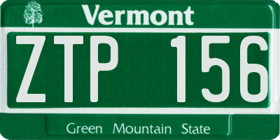 VT license plate ZTP156