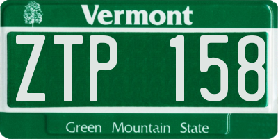 VT license plate ZTP158