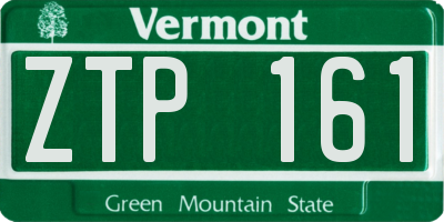 VT license plate ZTP161