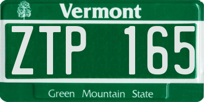 VT license plate ZTP165