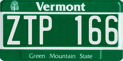 VT license plate ZTP166