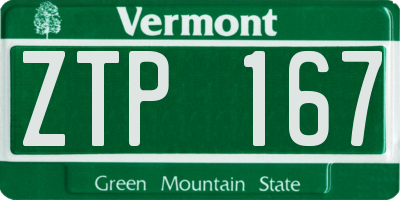 VT license plate ZTP167