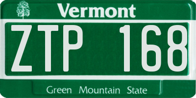 VT license plate ZTP168