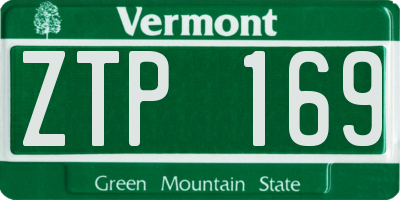VT license plate ZTP169