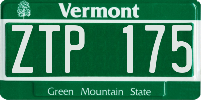 VT license plate ZTP175