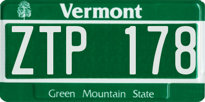 VT license plate ZTP178