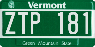 VT license plate ZTP181