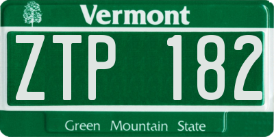 VT license plate ZTP182