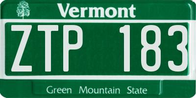 VT license plate ZTP183