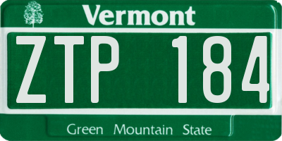 VT license plate ZTP184