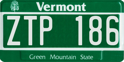 VT license plate ZTP186