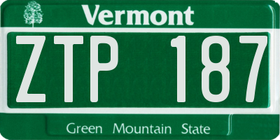 VT license plate ZTP187