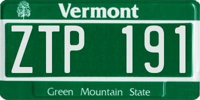 VT license plate ZTP191