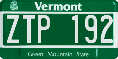 VT license plate ZTP192