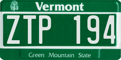 VT license plate ZTP194
