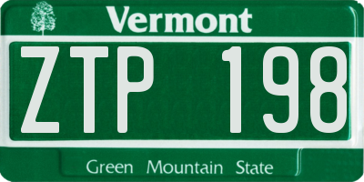 VT license plate ZTP198