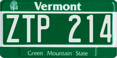 VT license plate ZTP214