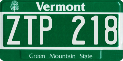 VT license plate ZTP218