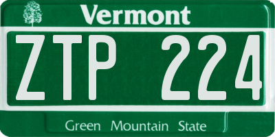 VT license plate ZTP224