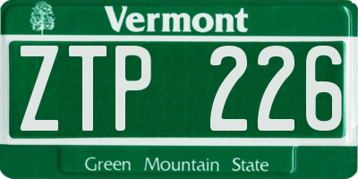 VT license plate ZTP226