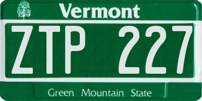 VT license plate ZTP227