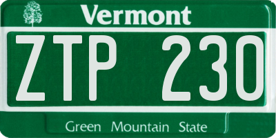 VT license plate ZTP230