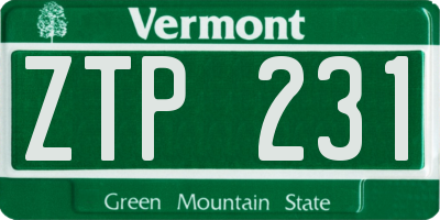VT license plate ZTP231