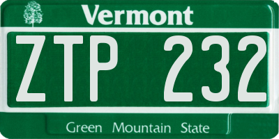 VT license plate ZTP232