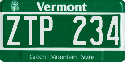 VT license plate ZTP234
