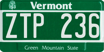 VT license plate ZTP236