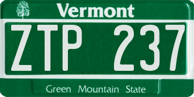 VT license plate ZTP237