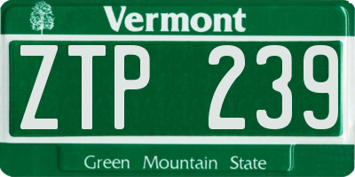 VT license plate ZTP239