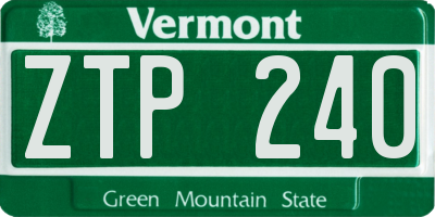VT license plate ZTP240