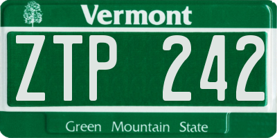 VT license plate ZTP242