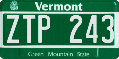 VT license plate ZTP243
