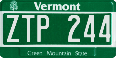 VT license plate ZTP244