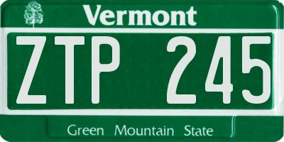 VT license plate ZTP245