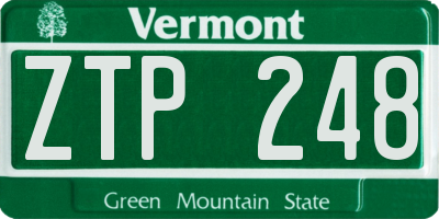 VT license plate ZTP248