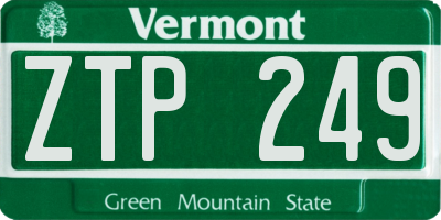 VT license plate ZTP249