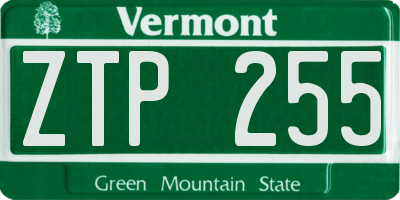 VT license plate ZTP255
