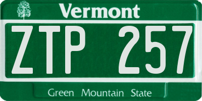 VT license plate ZTP257