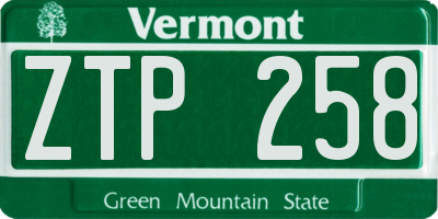 VT license plate ZTP258