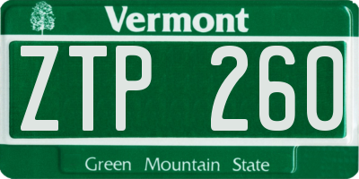VT license plate ZTP260
