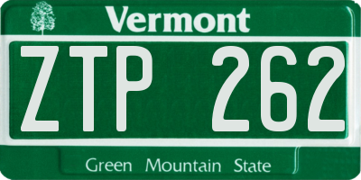VT license plate ZTP262