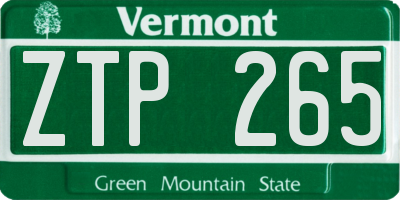 VT license plate ZTP265