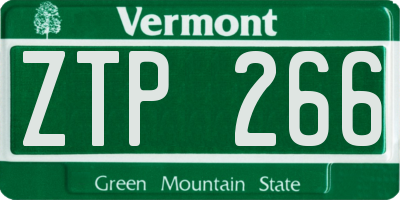 VT license plate ZTP266