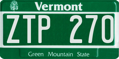 VT license plate ZTP270