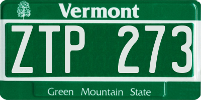 VT license plate ZTP273