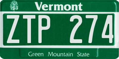 VT license plate ZTP274